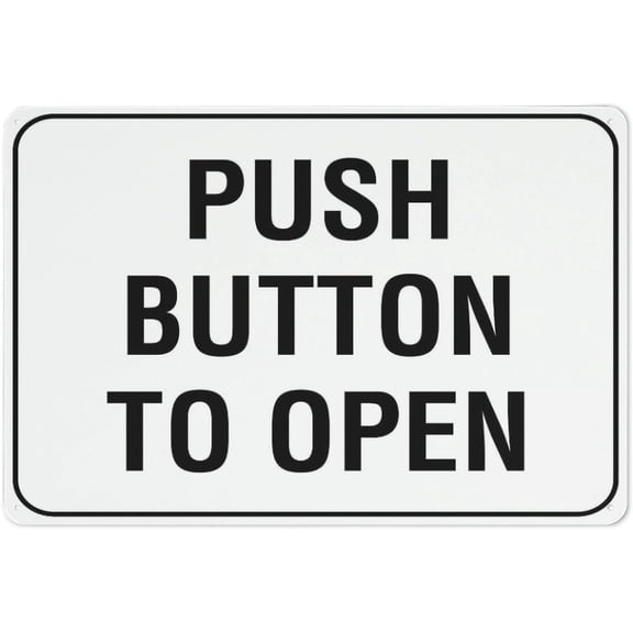 Aluminum Tin Sign Push Button To Open 8"x12" - Funny Pool Wall Decor Art - Push Button Marker