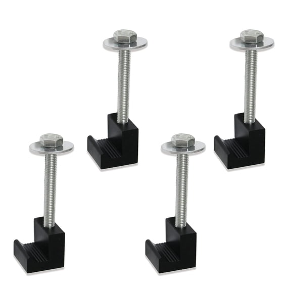 Aluminum Tool Box Tie Down Clamps with J-Hook 2 Set 4 Piece Black