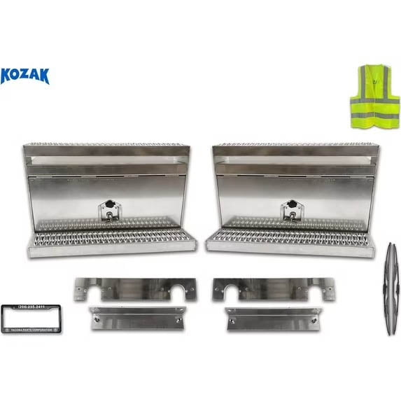 Aluminum Tool Boxs Step 2 pcs with Brackets Passenger Right & Left Driver Side Compatible with 377 385