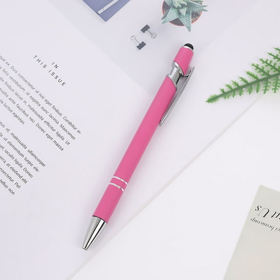 Aluminum Touchscreen Stylus Pen with Soft Tip - Smooth Writing for Business Students Office Use - 0.5mm Fine Point Click Pen - 10 Pack - Screen Compatible Ink Pen