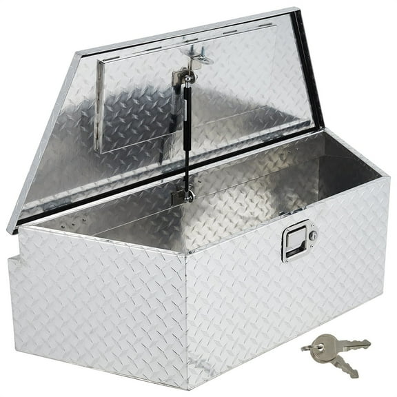 Aluminum Trailer Tongue Tool Box, Heavy Duty Utility Storage Box With Lock and Keys, Diamond Plate Waterproof Trailer Box Organizer for Pick Up Truck Beds