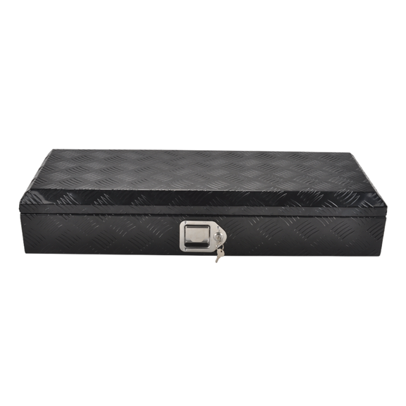 Aluminum Trailer Tongue Tool Box, MT018010, 34.5" x 12.75" x 6.4", Black, Underbody Mount, 5-Bar Tread, Lockable Storage for Pickup Trucks