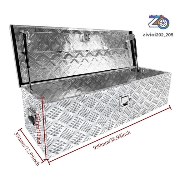 Aluminum Trailer Tool Box 39"X13"X10" Heavy Duty Tool Storage Box Sliver