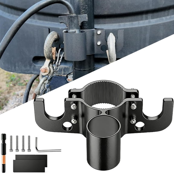 Aluminum Trailer Towing Chain Organizer & 7-Way Plug Holder, Heavy-Duty RV Tongue Jack Accessories for Camper Travel Trailer, Powder Coated