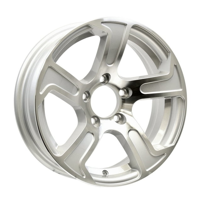 15 Inch Aluminum Trailer Wheel Silver Machined 5 Lug Rim with Max