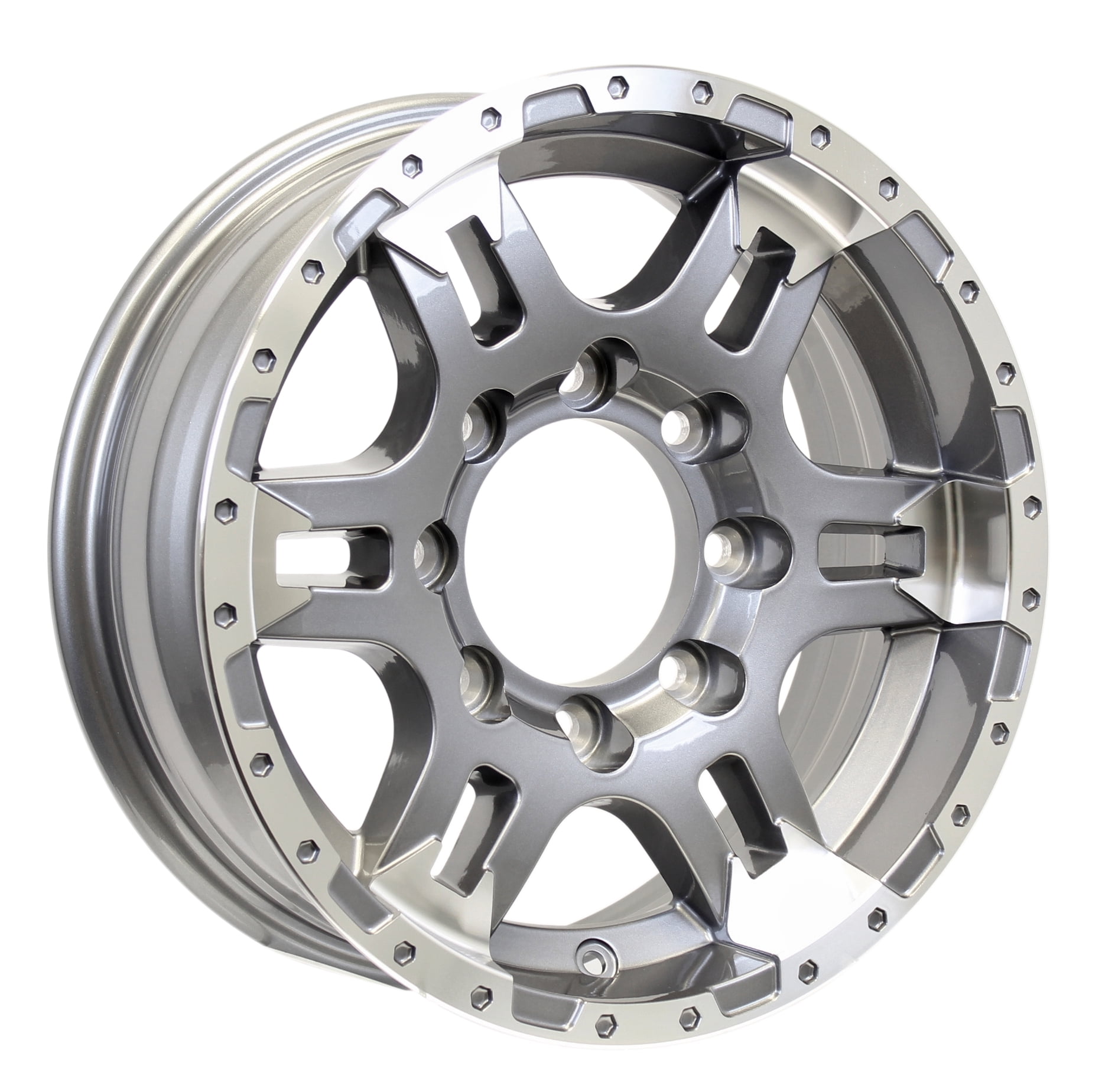 eCustomrim Aluminum Trailer Wheel 16X6 16 Inch Rim Gun Metal Machined 8 Lug PDTU66867GM