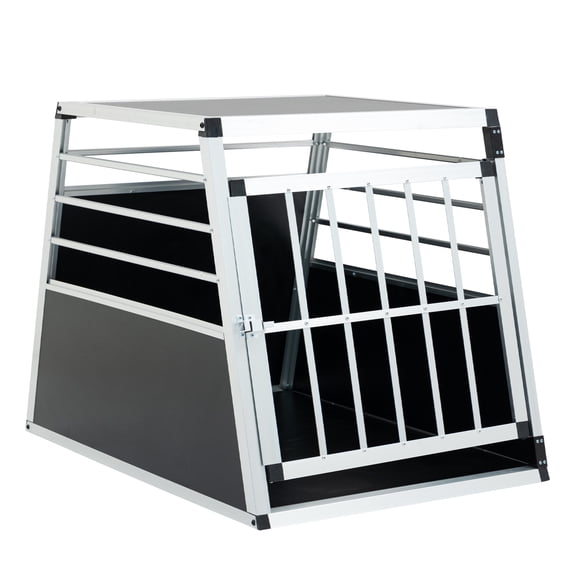 Aluminum Transport Box 35 × 25 × 27 in, Aluminum Car Transport Box Travel Transport Box for dogs and cats, Black and Silver