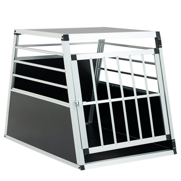 Aluminum Transport Box 35 25 27 in, Aluminum Car Transport Box Travel Transport Box for dogs and cats, Black and Silver