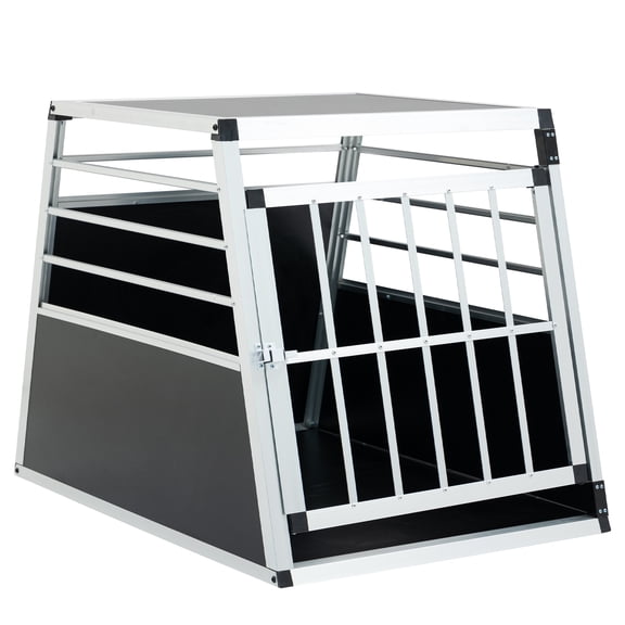 Aluminum Transport Box, Aluminum Car Transport Box Travel Transport Box for dogs and cats, Black and Silver, 35 x 25 x 27 in