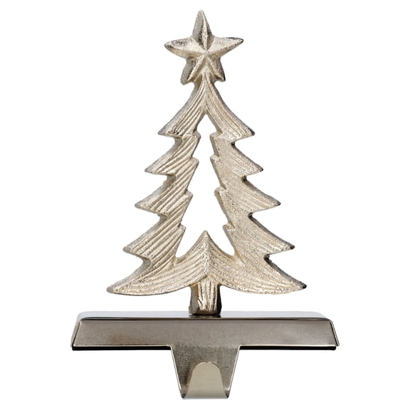 Aluminum Tree Christmas Stocking Holder, Silver, 7.8", by Holiday Time