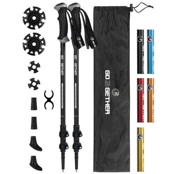Aluminum Trekking Poles - Quick Adjustable Locks, Comfort Handle, Padded Strap, Snow Baskets - Walking Sticks Suitable for Hiking, Walking