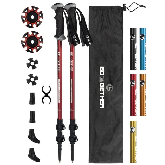 Aluminum Trekking Poles - Quick Adjustable Locks, Comfort Handle, Padded Strap, Snow Baskets - Walking Sticks Suitable for Hiking, Walking