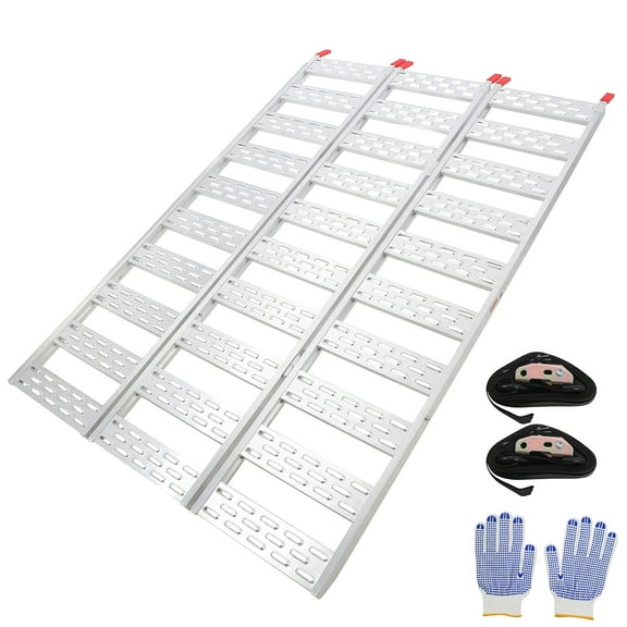 Aluminum Tri-Fold Loading Ramp - 76 x 50 Inches, 1500 lbs Capacity, Heavy-Duty, Anti-Slip Large Treads - Portable, Rust-Proof Motorcycle, ATV, UTV, Lawn Equipment, Trailer Ramp - Size: 76*50 inches