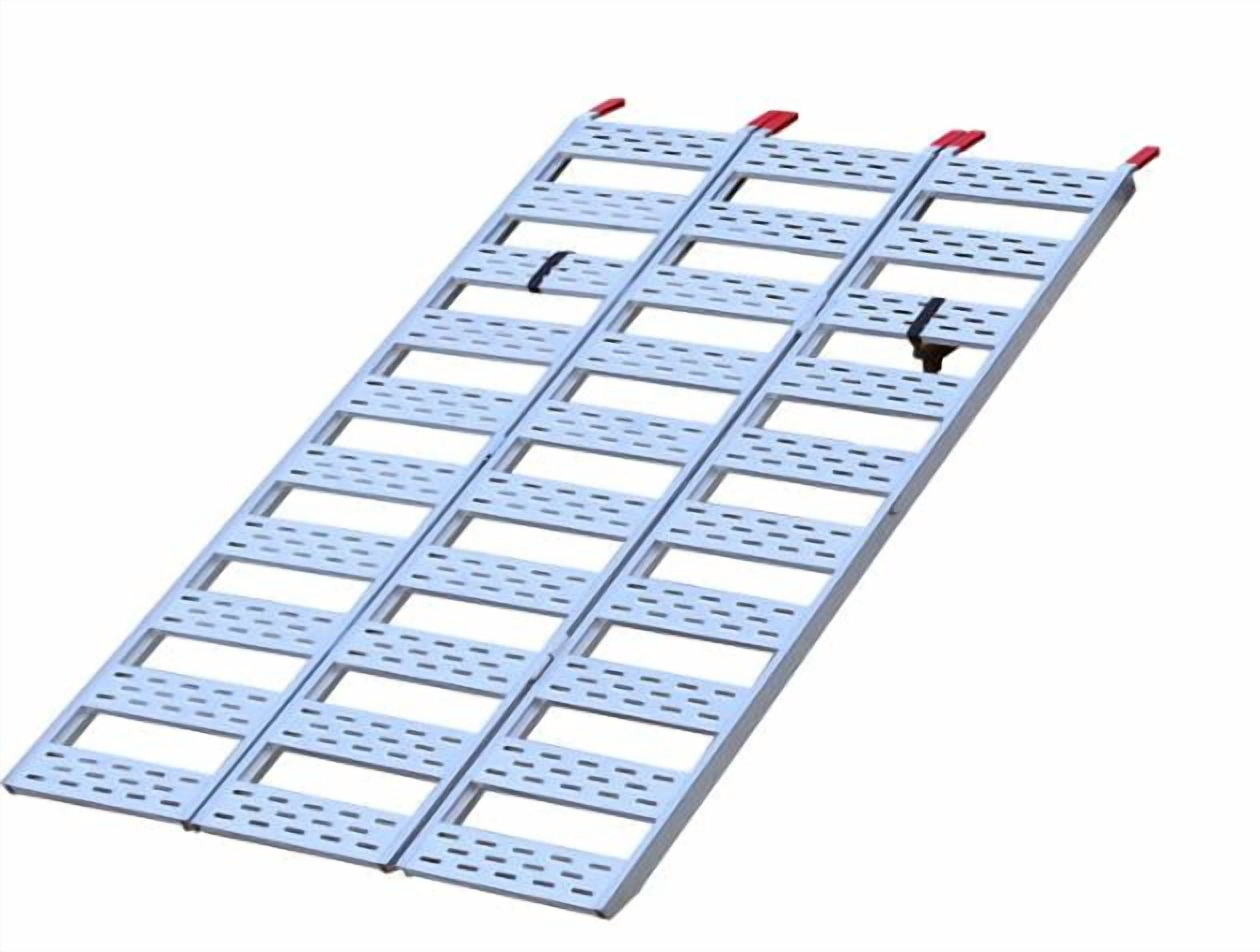 Push Ramp Aluminum Tri-Fold Ramp with Treads,1500lb Capacity Loading Ramp,Load or ...