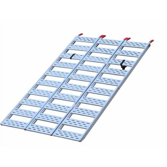 Aluminum Tri-Fold Ramp with Treads,1500lb Capacity Loading Ramp,Load or Unload Push Mowers,50" W x 76" L