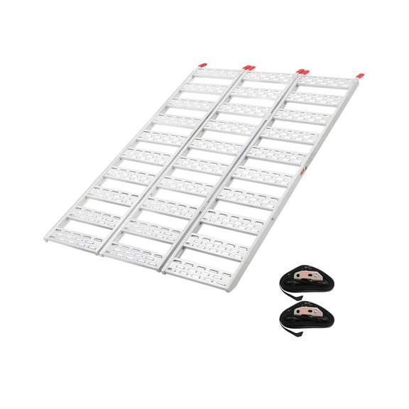 Aluminum Tri-Fold Ramp with Treads, Loading Ramps 1 Pack, 1500lb Capacity, 50” W x 76” L, Load or Unload Push Mowers, Garden Tillers, ATVs