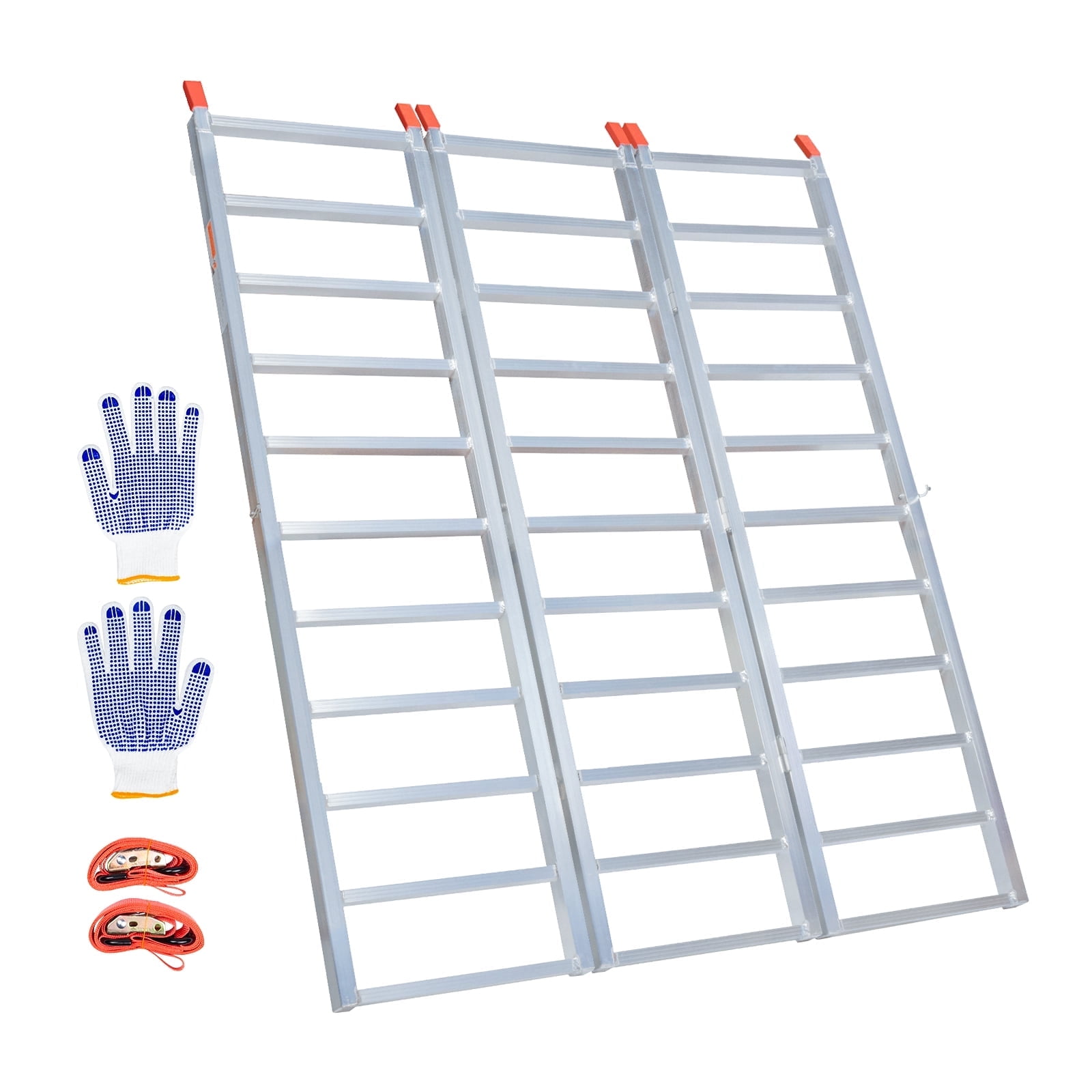 WheelX Aluminum Tri-Folding Truck Ramps 1850Lbs Max with Load Straps ...