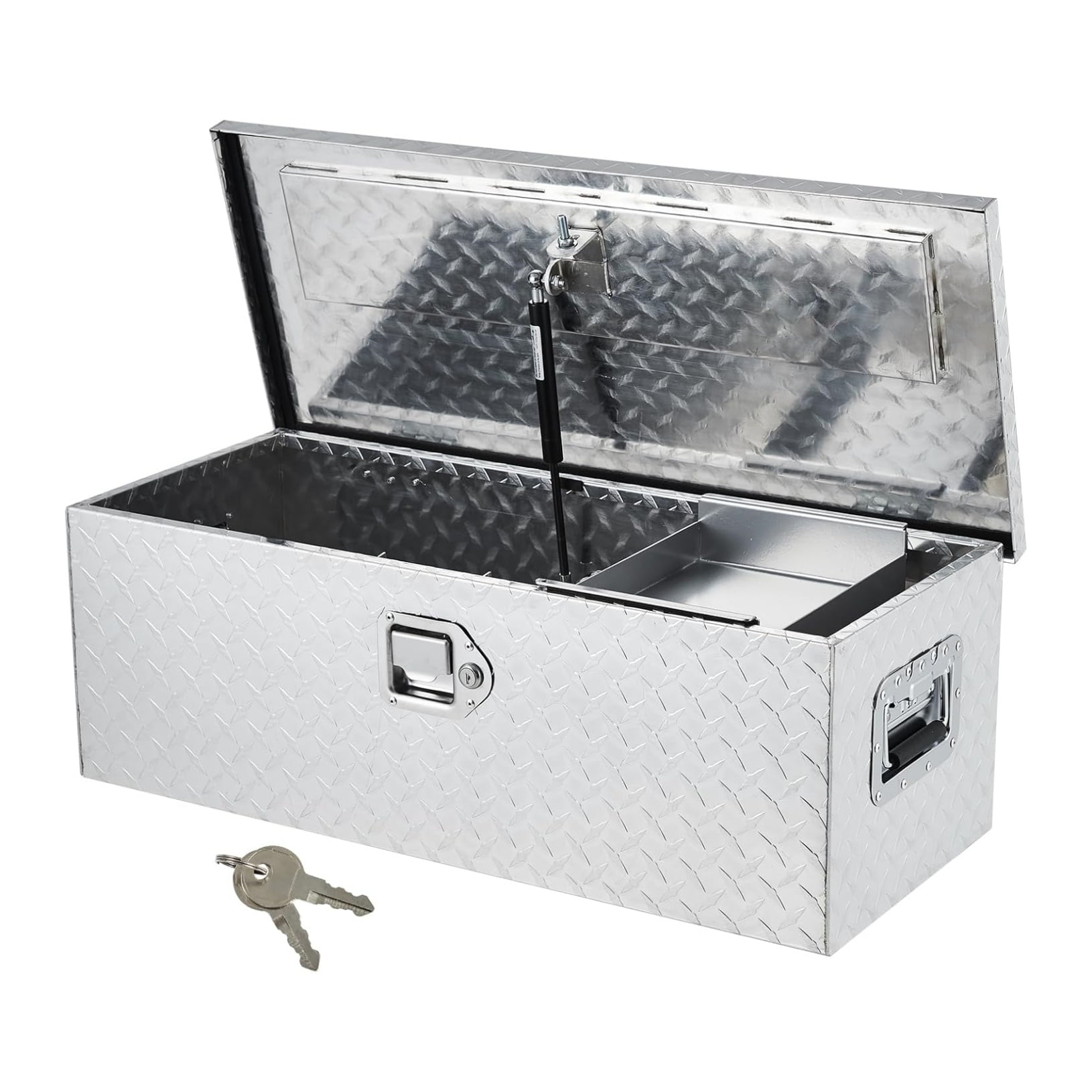 Aluminum Truck Tool Box, Truck Bed Storage Box with Security Lock and Wider Handles, Heavy Duty Waterproof Tool Box Organizer Chest for Pick Up Truck Rv Trailer