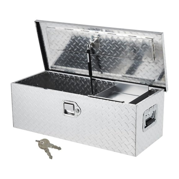 Aluminum Truck Tool Box, Truck Bed Storage Box with Security Lock and Wider Handles, Heavy Duty Waterproof Tool Box Organizer Chest for Pick Up Truck Rv Trailer