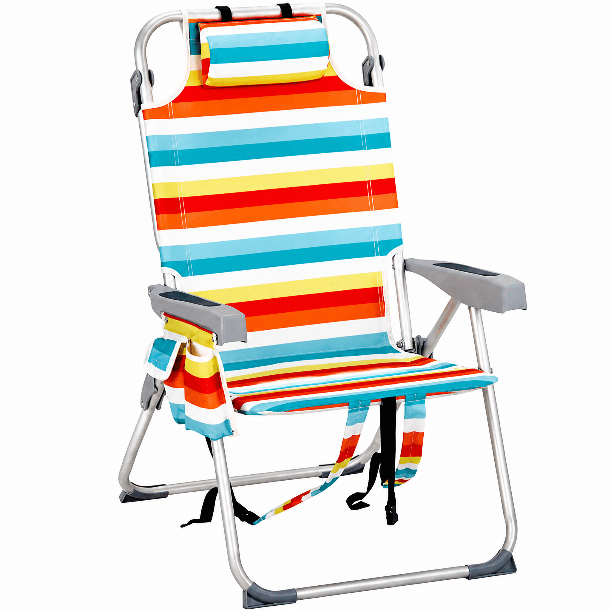 Aluminum Tube Bearing 100kg Beach Chair Rainbow Stripes