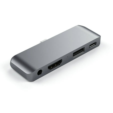 Satechi - Type-C Mobile Hub with USB-C PD Charging, 4K HDMI, USB 3.0 & Headphone Jack - 2020/2018 iPad Pro, Microsoft Surface Go - Space Gray