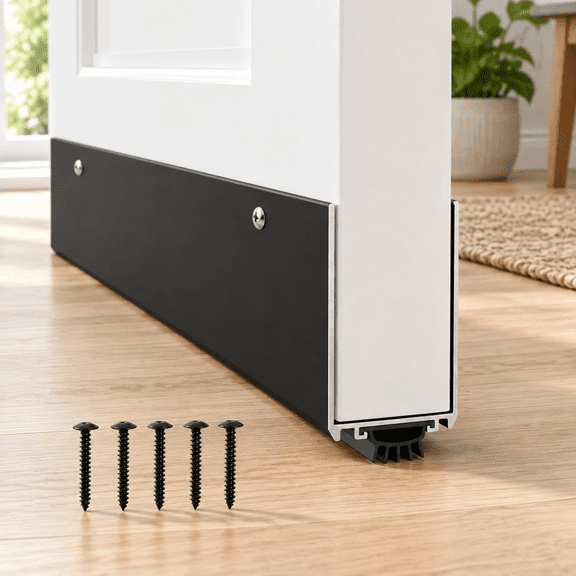 Aluminum U-shape Door Sweep 1-3/4 X 36 Metal Weather Stripping Seal With Kick Plate Under Gap Filler Draft Stopper For Bottom Of