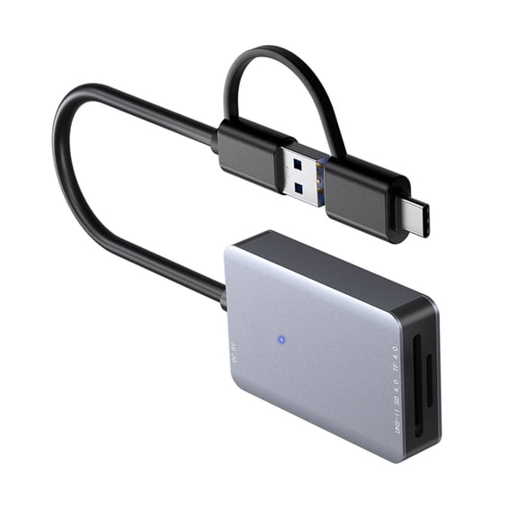 Aluminum USB 3.0&Type C Card Reader for Fast Speed UHS Memory Cards