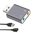 thumbnail image 1 of QiShi Aluminum USB Audio Adapter - 3.5mm Headphone/Mic Jack, Virtual 7.1 Sound Card for Windows/Mac, PC/Laptop (Gray), 1 of 7