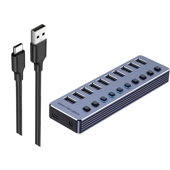 Aluminum USB3.0 Adapter Featuring 4/7/10 Port 5Gbps DC2V Fast Transfer