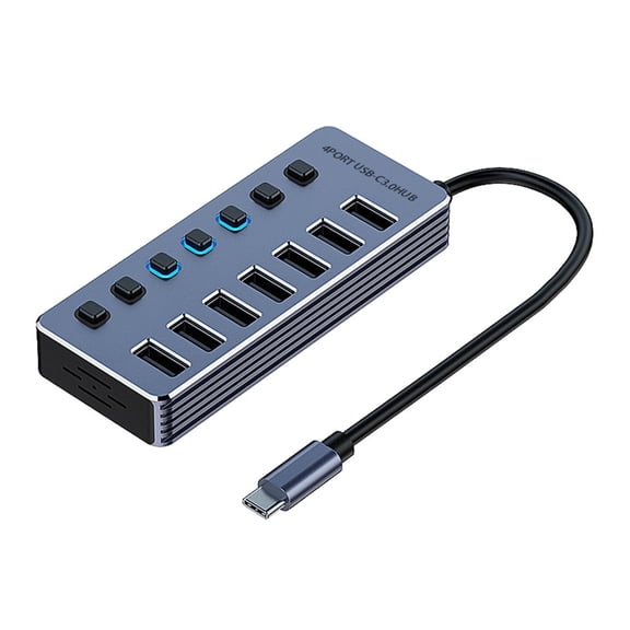 Aluminum USB3.0 Splitter 4/7/10 Port USB Adapter Fast Speed Data Transfer and Charging with Independent Switches