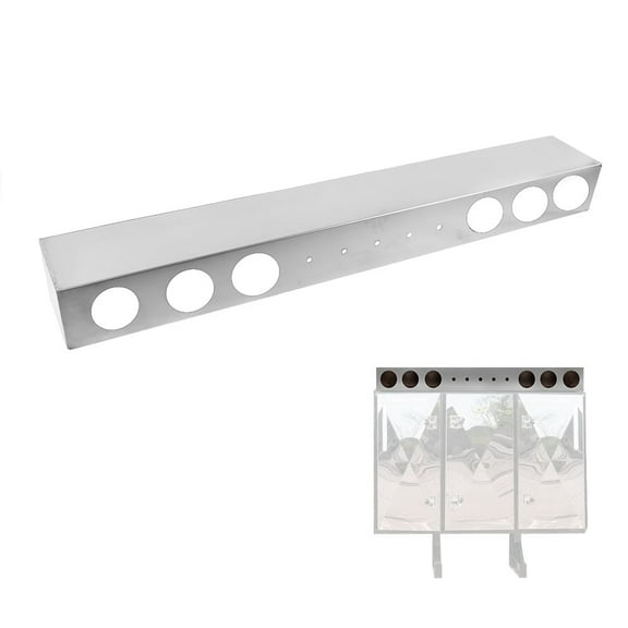 Aluminum Upper Light Bar for Headache Rack with Small Round Marker LED and STT Lights Holes Compatible with 3-Door Cab Racks - Bolt-On Installation, 75-1/4" x 8" x 11" - Silver