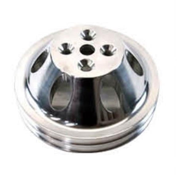 Aluminum Upper Short Water Pump Pulley with Double Groove for 1955-1968 SBC 283-350, Black