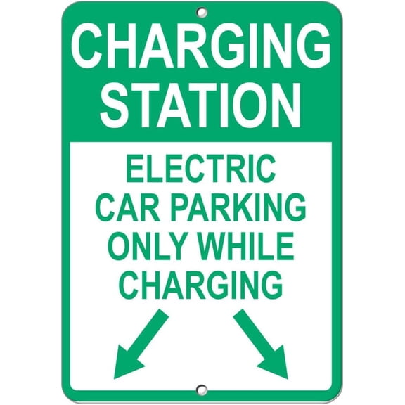 Aluminum Vertical Metal Sign Multiple Sizes Charging Station Electric Car Parking C Reserved With Border Weatherproof Street 9x12Inches