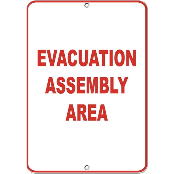 Aluminum Vertical Metal Sign Multiple Sizes Evacuation Assembly Area A Security With Border Weatherproof Street 18x24Inches