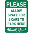 thumbnail image 1 of Aluminum Vertical Metal Sign Multiple Sizes Please Allow Space for 2 Cars to Park Here Thank You! Reserved Parking with Border Weatherproof Street 9x12Inches, 1 of 5