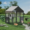 thumbnail image 1 of Aluminum Walk-In Large Outdoor Cat Enclosure,Large Outdoor Catio for Multiple Cats,Outside Cattery with Weatherproof Roof with Channels,Side Door,UV Proof Cover,Huge Condo,Platform(ship in 2 boxes), 1 of 8