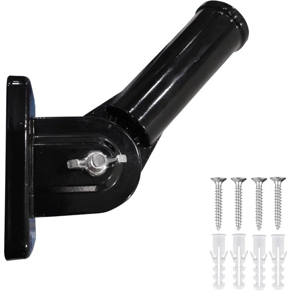 Aluminum Wall Mount Bracket Adjustable Flag Holder, Multi-Position 1 inch (Pack of 1,Shiny Black)