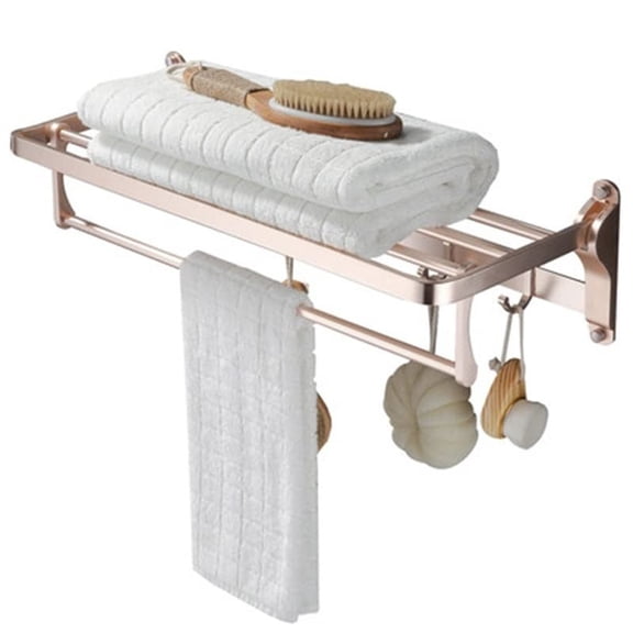 Aluminum Wall Mounted Bathroom Towel Rack, Space-Saving European Style Double Tier Tower Holder For Bath Towels Hand Towels