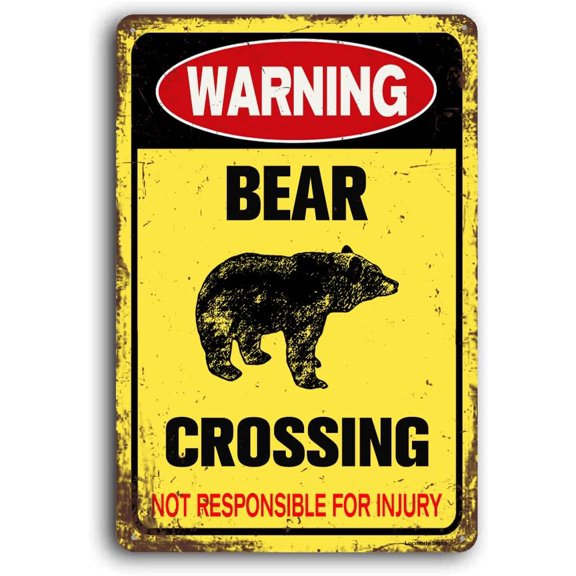 Aluminum Warning Sign, Bear Crossing Sign, 8x12 Inch