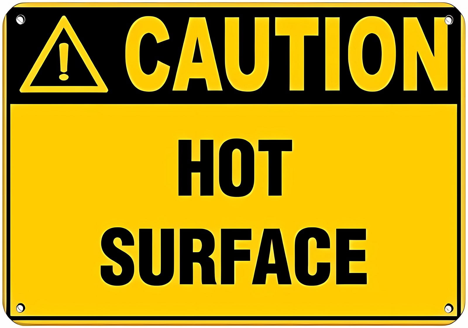 Aluminum Warning Sign Caution Hot Surface 12 x 8 Inches - Hazard Sign ...
