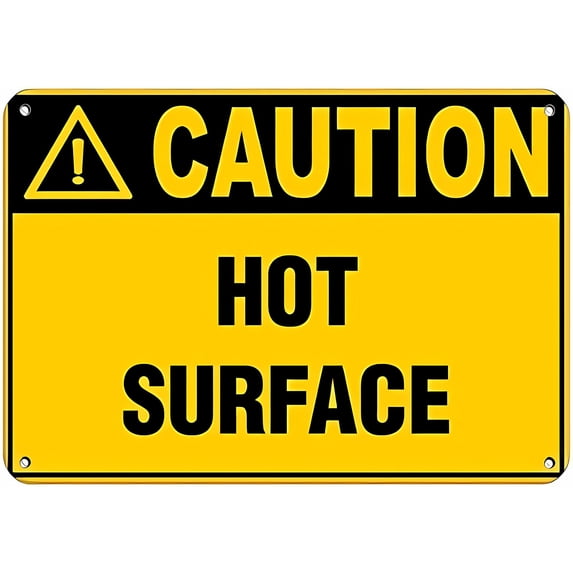 Aluminum Warning Sign Caution Hot Surface 12 x 8 Inches - Hazard Sign ...