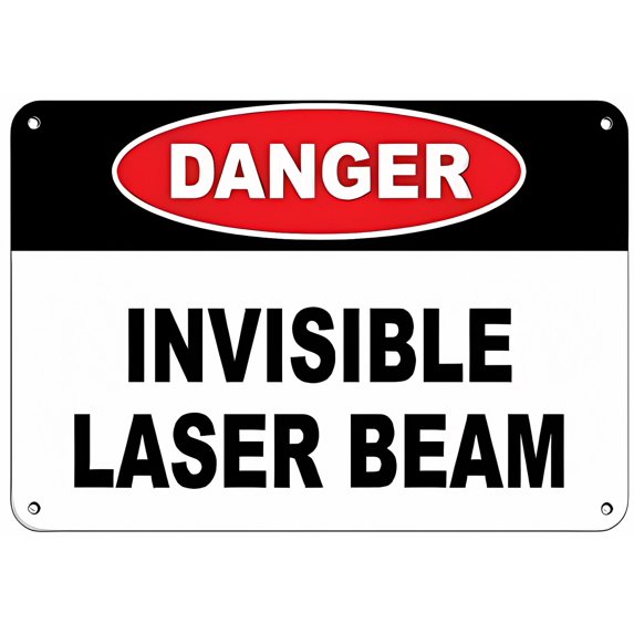 Aluminum Warning Sign Danger Invisible Laser Beam 12 x 8 Inches ...