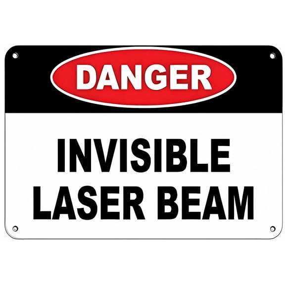 Aluminum Warning Sign Danger Invisible Laser Beam 12 x 8 Inches - Hazard Labels Road Sign Business Sign Metal Sign, Indoor Outdoor Lab, Industrial, Laser Hazard Alert