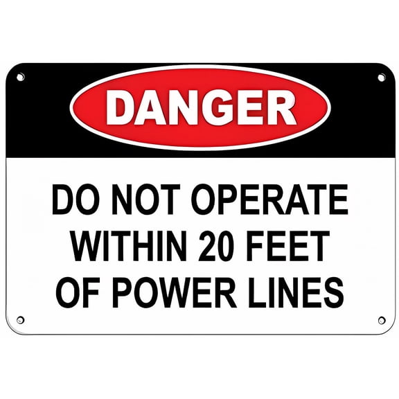 Aluminum Warning Sign Danger Do Not Operate Within 20 Feet of Power Lines 12 x 8 Inches - Road Sign Business Sign Metal Sign, Indoor Outdoor Construction, Power Line Electrocution Prevention