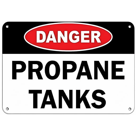 Aluminum Warning Sign Danger Propane Tanks 12 x 8 Inches - Hazard Sign Flammable Road Sign Business Sign Metal Sign, Indoor Outdoor Garage, Campground, Propane Fire Risk