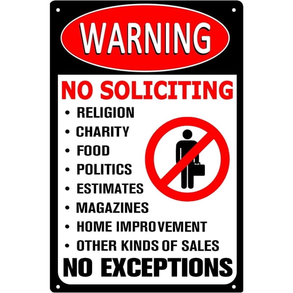 Aluminum Warning Sign No Soliciting Sign Interesting Warning Sign Metal Metal Outdoor Sign 8x12 inches