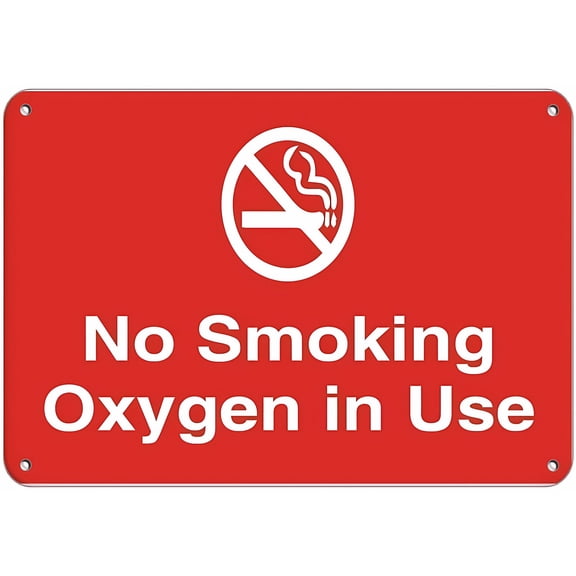 Aluminum Warning Sign No Smoking Oxygen in Use 12 x 8 Inches - Hazard Sign Flammable Road Sign Business Sign Metal Sign, Indoor Outdoor Hospital, Oxygen Zone Fire Risk Prevention