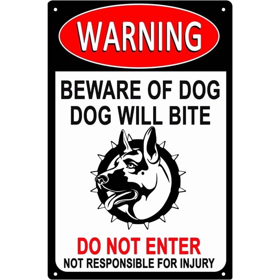 Aluminum Warning Signs Beware of Dog Signs Dog Tag Warning Signs Fence Gate Outdoor Decoration 8x12 inches