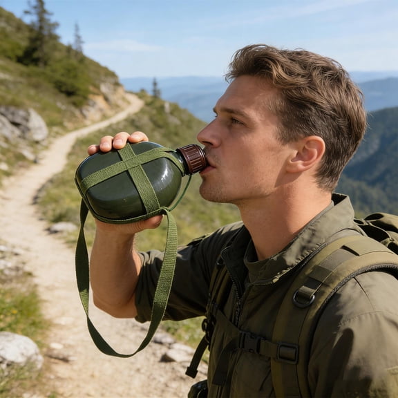 Aluminum Water Bottle 1L 3L Sport Water Bottle with Strap Food Grade Leak Proof Camping Hiking Gear Wide Mouth Reusable Flask Outdoor Travel Backpacking Canteen