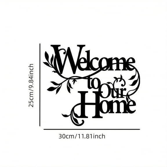 Aluminum Welcome Floral Wall Art Warm Entryway Decor "Welcome to Our Home" Sign Housewarming Gift for Front Door Porch Hallway